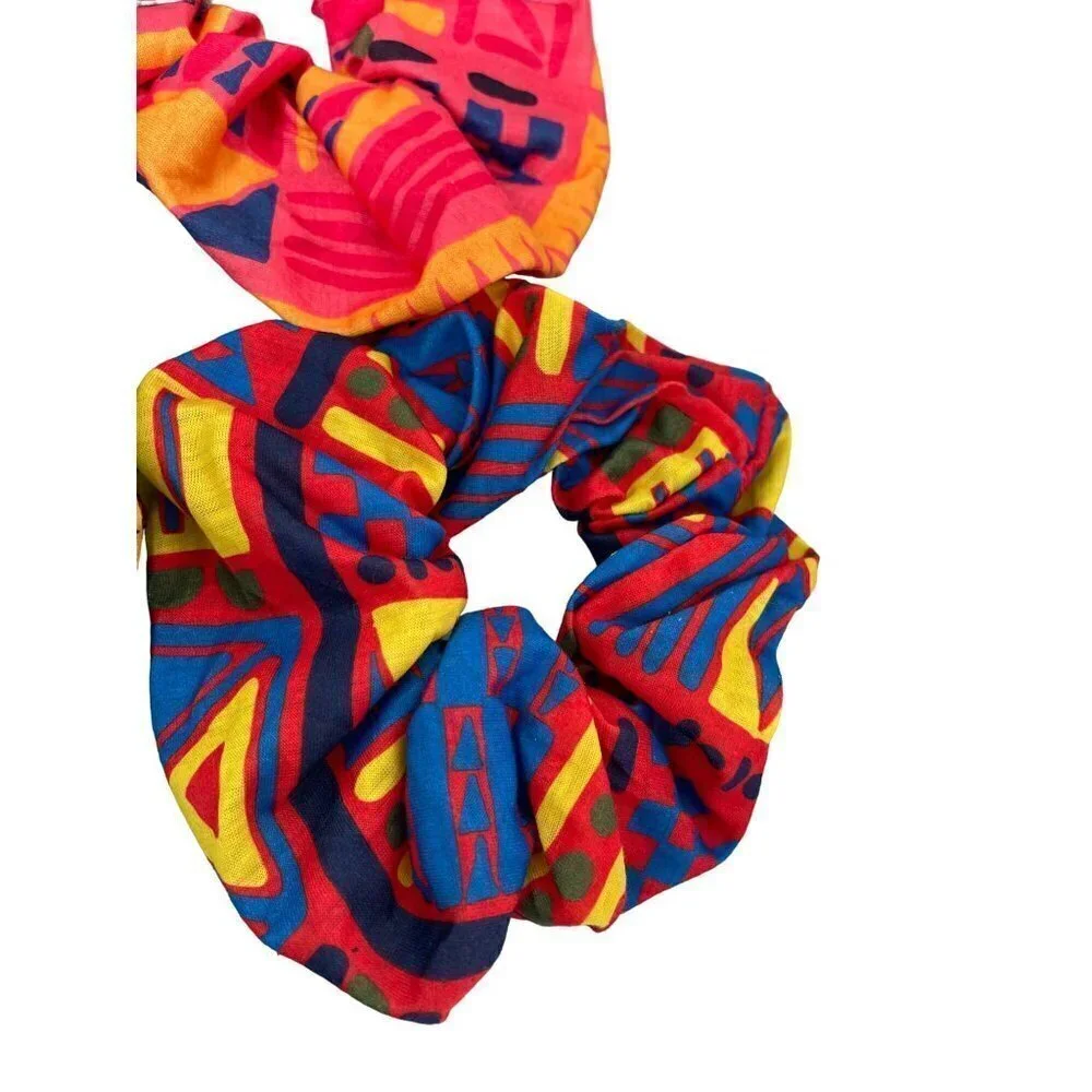 Vintage 1980s Fabric Scrunchies Set of 4 One Size Multicolor